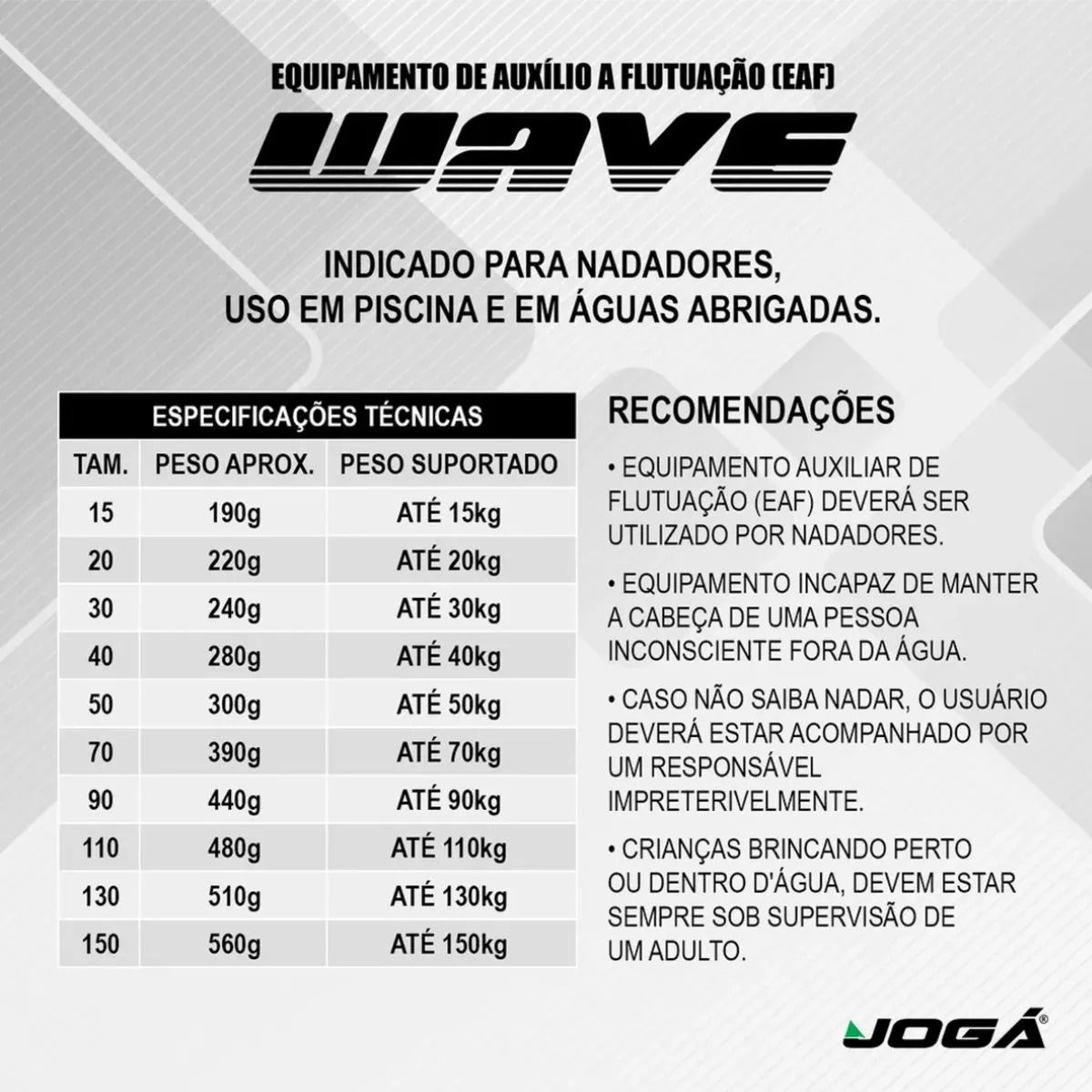 Colete Salva Vidas Flutuante Jogá Wave Suporta até 150kg