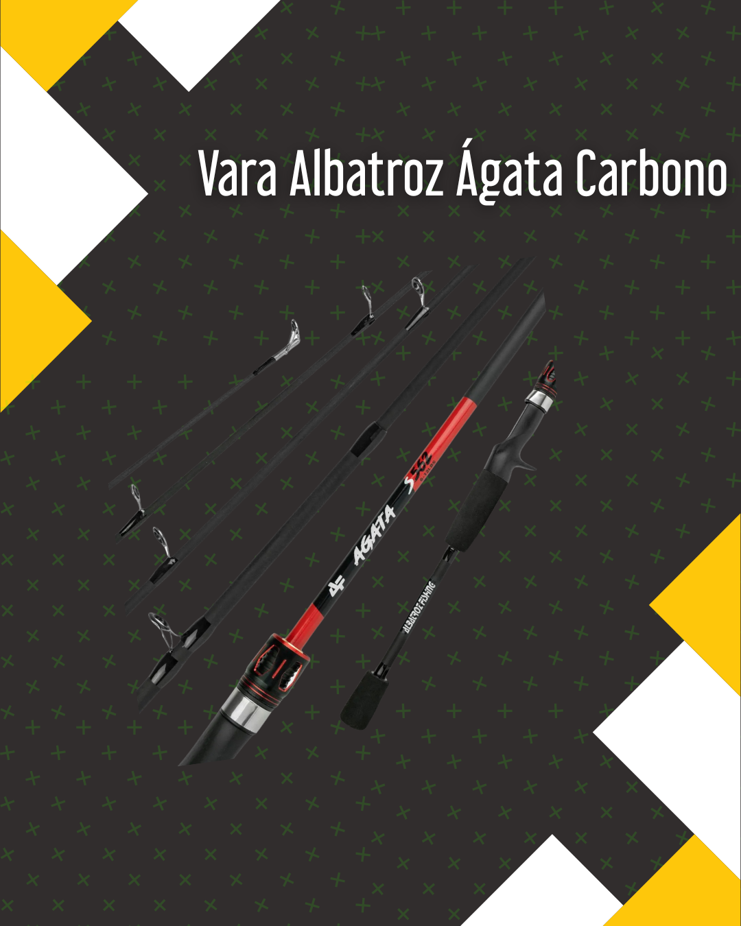 Vara de Pesca para Molinete Albatroz Ágata Carbono 1,68m 6-12lb 2 Partes