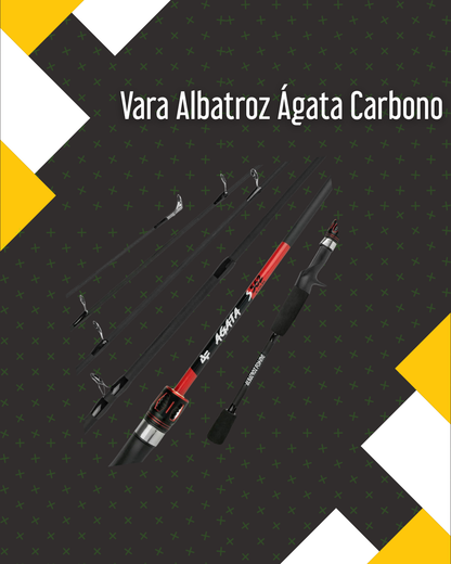Vara de Pesca para Molinete Albatroz Ágata Carbono 1,68m 6-12lb 2 Partes