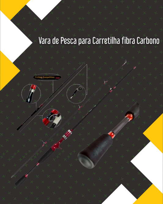 Vara de Pesca para Carretilha fibra Carbono 15-35Lbs 1,80 Metros 2 Partes