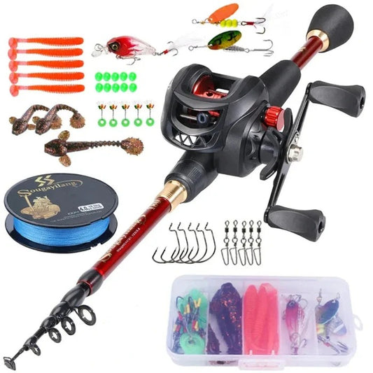 Kit Pesca Profissional 2025 2 Varas Telescópica + 2 Molinetes + Iscas