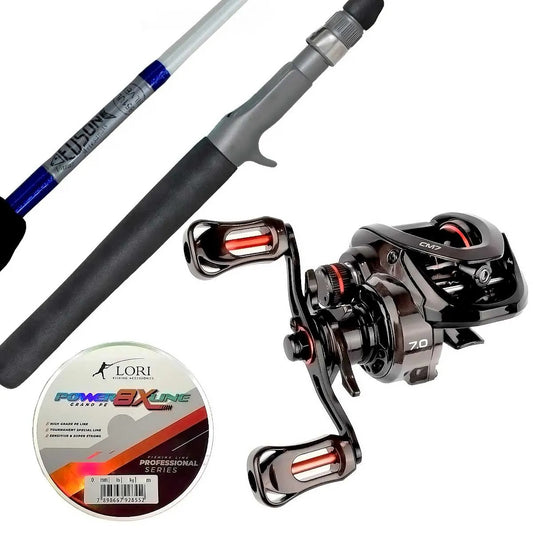 Carretilha Piau Piapara Voxxi Carbon + (2 BONÚS) Vara Edson, Linha multifilamento PE 8X (VERDE)