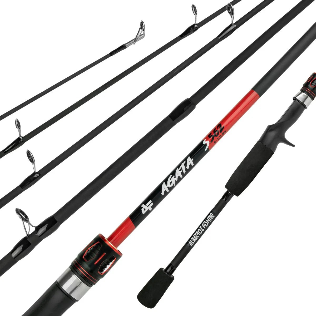 Vara de Pesca para Molinete Albatroz Ágata Carbono 1,68m 6-12lb 2 Partes
