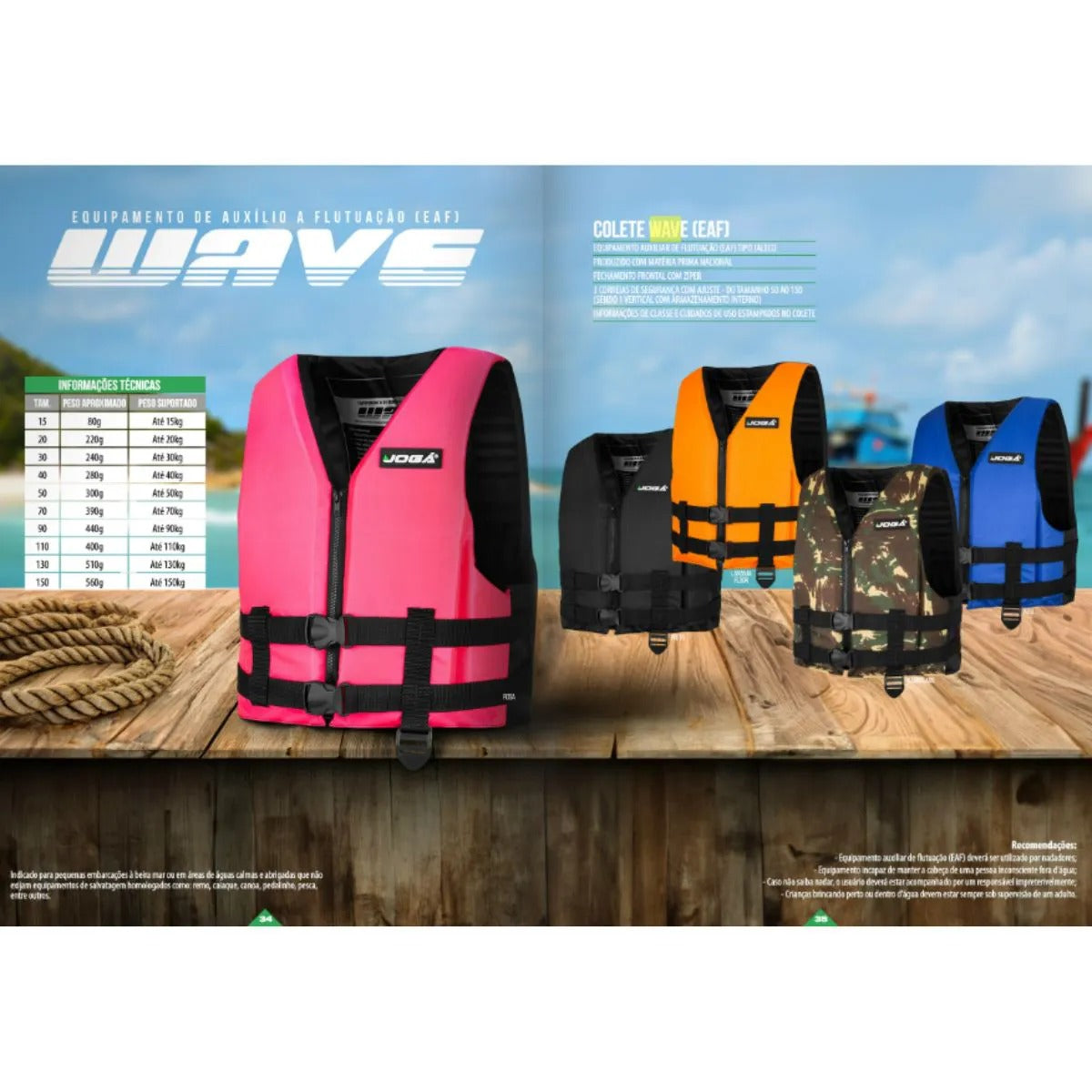 Colete Salva Vidas Flutuante Jogá Wave Suporta até 150kg