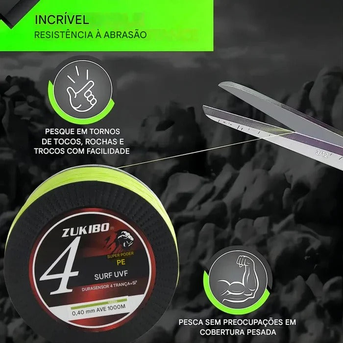 Linha Multifilamento Ultra Resistente | ZUKIBO Super Power 4 Fios – 300M